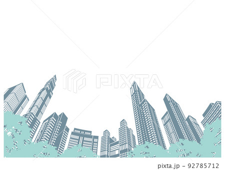 高層ビルが立ち並ぶ都市景観のイラスト. 92785712