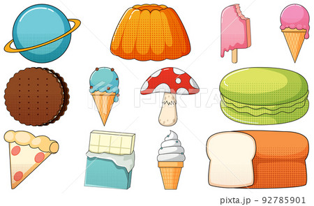 Set of vintage style cartoon on white background Set of vintage style cartoon on white background 92785901