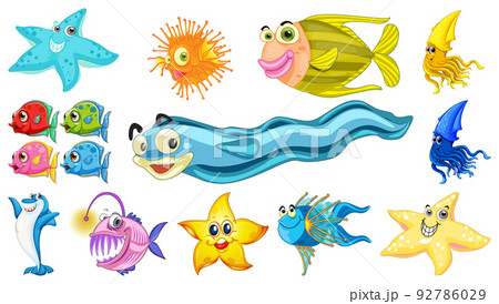 Sea animals cartoon collection 92786029