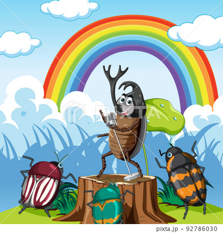 Happy insect in nature fairy tale scene 92786030