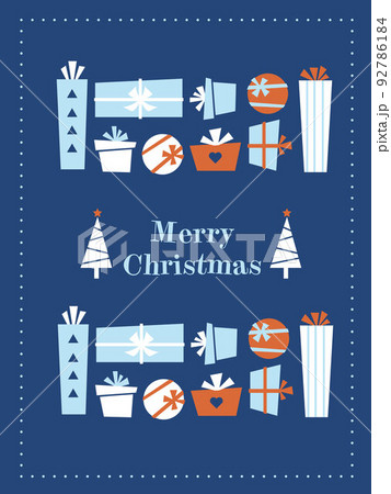 クリスマスカードのイラストのポストカードテンプレート 92786184