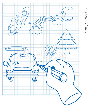 Set of simple children hand drawing objects 92786268