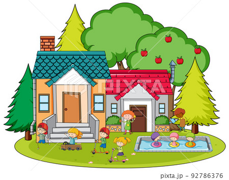 Many children playing at home 92786376