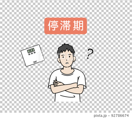 ホメオスタシス 停滞期について考える若い男性 恒常性 ダイエット イラスト ホメオスタシス 停滞期について考える若い男性 恒常性 ダイエット イラスト 92786674