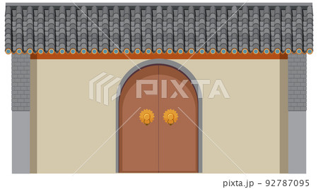 Chinese traditional building on white background Chinese traditional building on white background 92787095