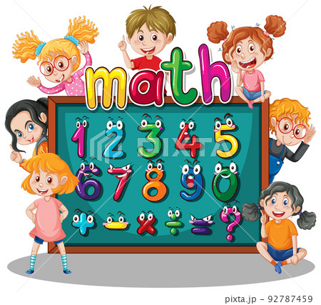 Counting number 0 to 9 and math symbols 92787459