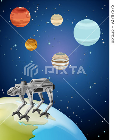 Solar system in space with robot 92787575