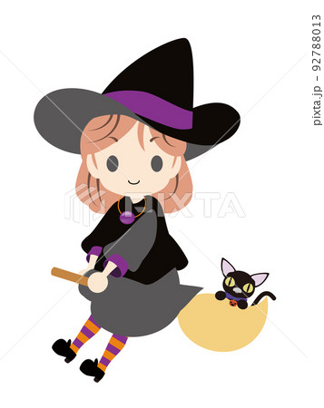 ほうきに乗った魔女のイラスト 92788013