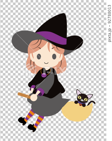 ほうきに乗った魔女のイラスト 92788013