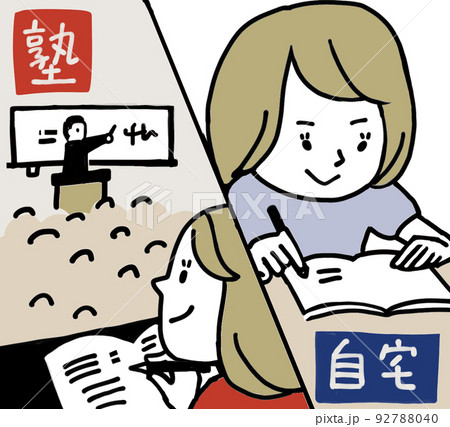 自宅学習と塾の併用学習 92788040