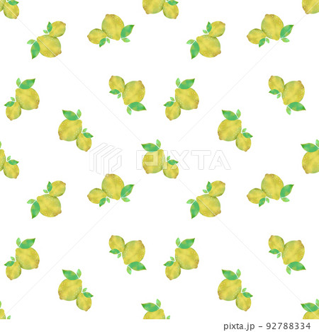 レモン　手描きシームレスパターン 92788334