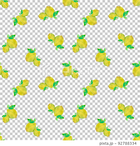 レモン　手描きシームレスパターン 92788334