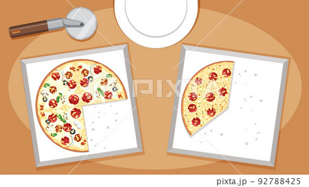 Top view of cheeze pizza on white background 92788425