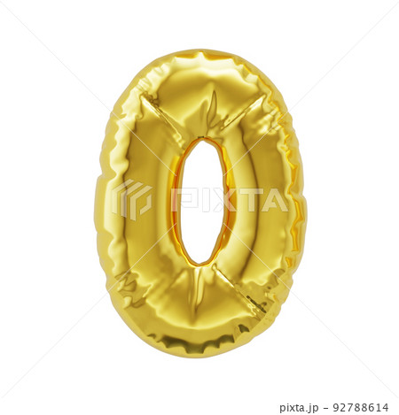 Number 0 shiny golden inflatable balloons 92788614 pixta