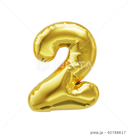 Number 2 shiny golden inflatable balloons 92788617
