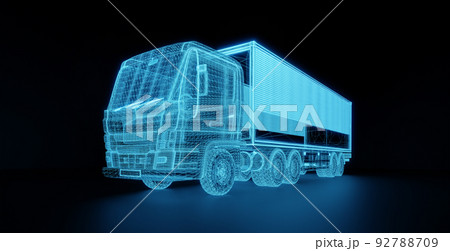 Wireframe truck model with cargo 92788709