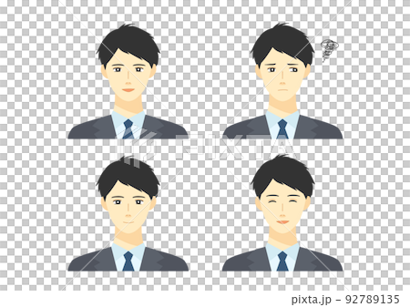 サラリーマン 表情 上半身 セット 92789135