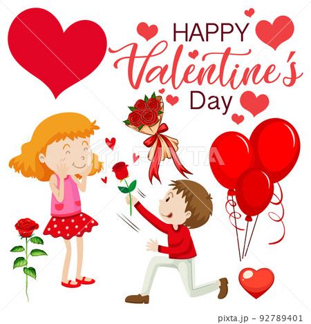 Valentine theme with lovers and roses 92789401