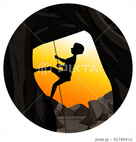 Silhouette rock climbing badge Silhouette rock climbing badge 92789412
