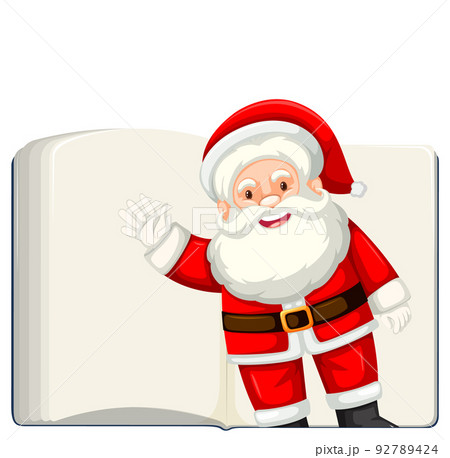 Opened blank book with Santa Claus 92789424