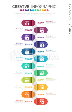 Presentation graph, Business infographics template for 12 months, 1 year, can be used for Business concept with 12 options, steps or processes. 92789721