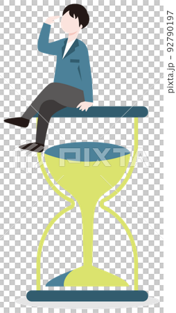 Business illustration of a person sitting on an hourglass 92790197