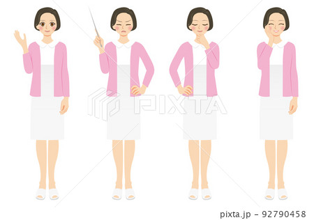 働く女性イラストセット 全身 看護師 働く女性イラストセット 全身 看護師 92790458