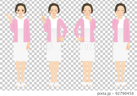 働く女性イラストセット 全身 看護師 働く女性イラストセット 全身 看護師 92790458