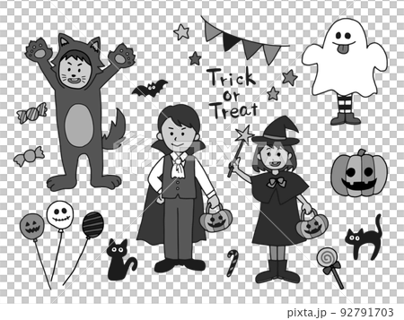 Illustration set of children in Halloween costumes Illustration set of children in Halloween costumes 92791703