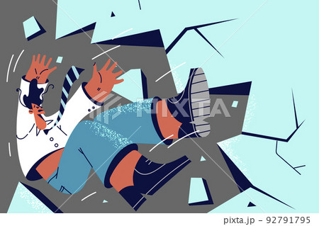 Businessman falling from cliff 92791795