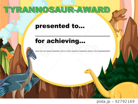 Dinosaur certificate template in cartoon style Dinosaur certificate template in cartoon style 92792169