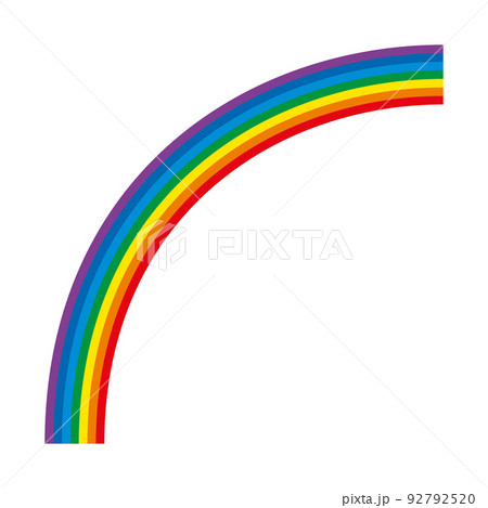 Rainbow, multicolored quarter circle. Arc of seven bent color bars with the spectrum of the visible light. Red, orange, yellow, green, cyan, blue and violet. Isolated illustration on white background. Rainbow, multicolored quarter circle. Arc of seven bent color bars with the spectrum of the visible light. Red, orange, yellow, green, cyan, blue and violet. Isolated illustration on white background. 92792520