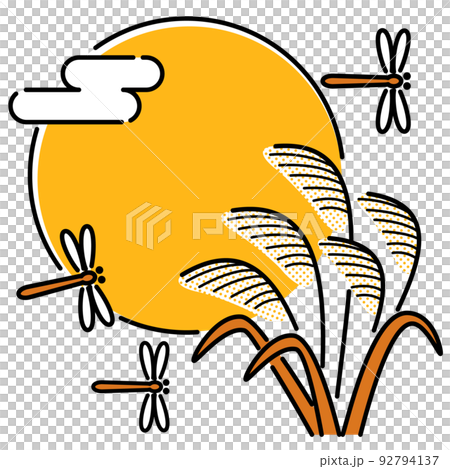 Illustration of a full moon and a dragonfly 92794137