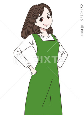 自信たっぷりのエプロン女性のイラスト素材 [92794152] - PIXTA
