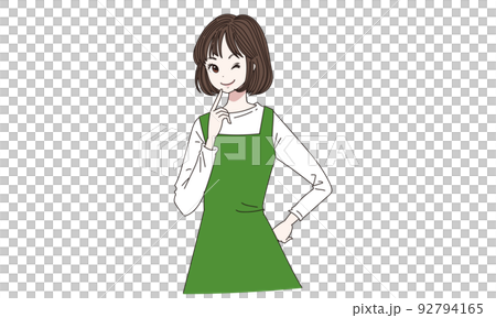 Apron woman winking 92794165