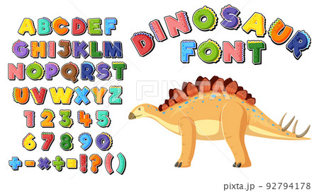 Font design for english alphabets and numbers 92794178