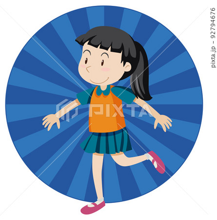 Active girl simple cartoon character 92794676