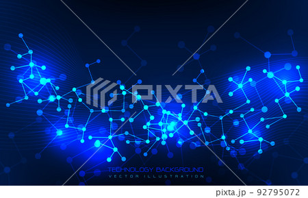 Abstract technology connect blue polygon DNA lines dots geometric background vector 92795072