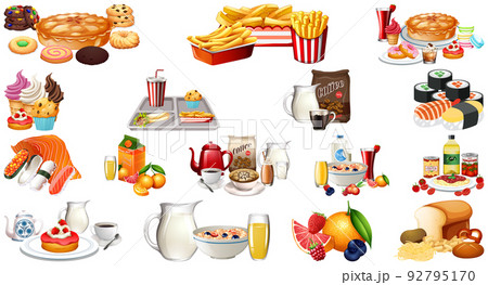 Foods and beverages set 92795170