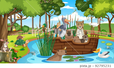 Cartoon wild animals in the forest Cartoon wild animals in the forest 92795231