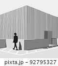 Black and white architectural with a person in the form of a silhouette 92795327