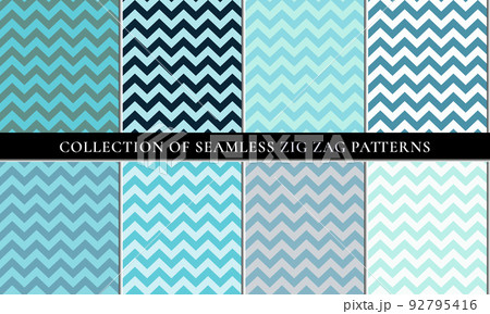 Blue Set of seamless zigzag chevron pattern Blue Set of seamless zigzag chevron pattern 92795416