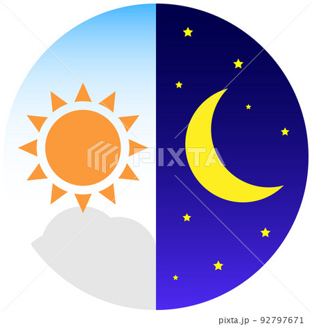 丸一日　太陽と月　昼と夜　正円 92797671