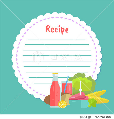 Clean Note Page, Empty Cookbook with Food Vector 92798300