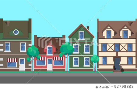 Street of Old Town, City with Architecture Vector 92798835
