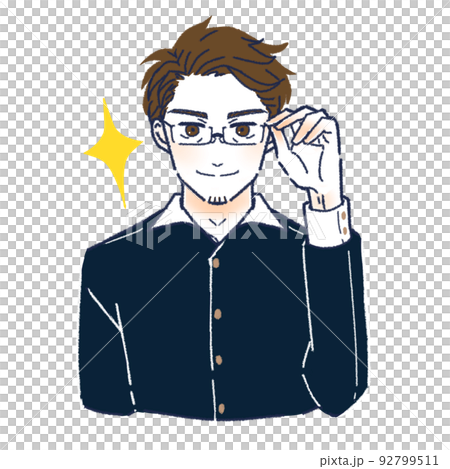 メガネを持ち上げて自信満々な男性 メガネを持ち上げて自信満々な男性 92799511