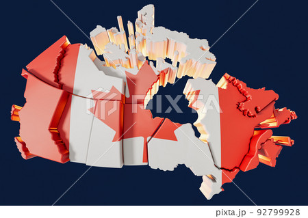 Canada Map Offset Provinces 3D Render Canada Map Offset Provinces 3D Render 92799928