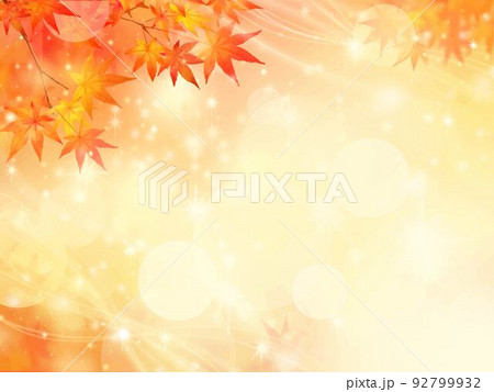 キラキラ輝く美しい紅葉の葉のオシャレなベクターの光の差し込むピンボケの背景素材フレーム キラキラ輝く美しい紅葉の葉のオシャレなベクターの光の差し込むピンボケの背景素材フレーム 92799932