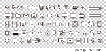 Icon sticker set for information terminals such as personal computers and smartphones, the Internet, information storage media, etc. 92800055