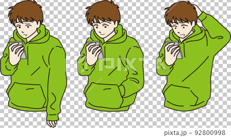 スマホを操作する男性のセット スマホを操作する男性のセット 92800998